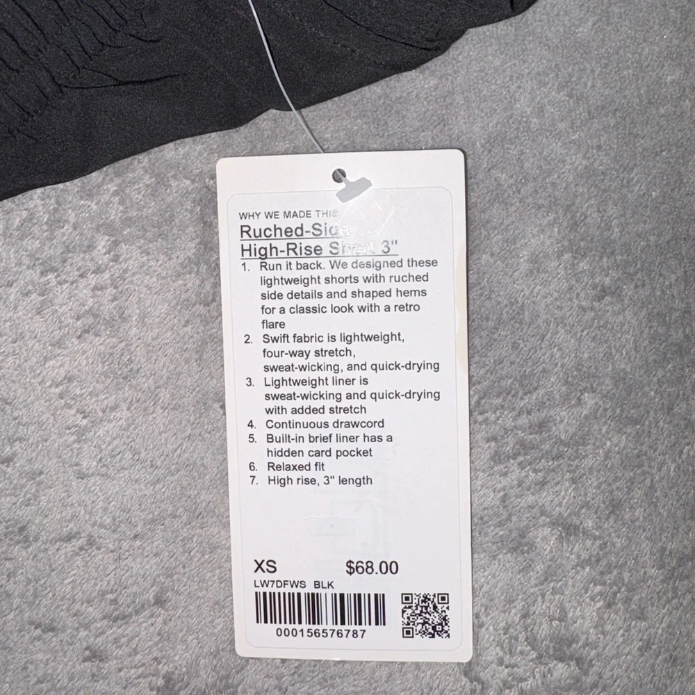 NWT lululemon athletica black ruched-side high-rise short 3” length size xsmall - Picture 4 of 4